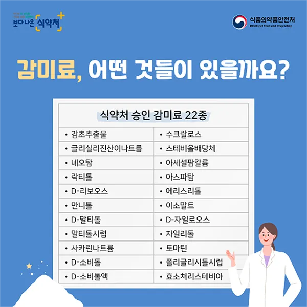 식약처 승인 감미료 22종 안내